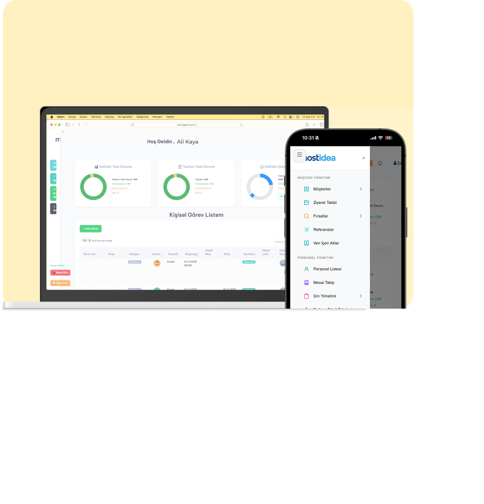 Most CRM Mobil Uygulama Görünümü